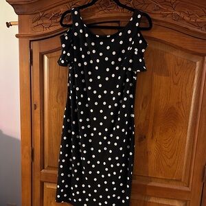 Frank Lyman Design Black and White Polka Dot Midi Dress